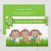 Nieuwe babydriekleertje, meisje en twee jongens, l aankondiging (Voorkant / Achterkant)