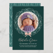 Nieuwe babyfeestdag - Aankondiging foto-kaart (Voorkant / Achterkant)