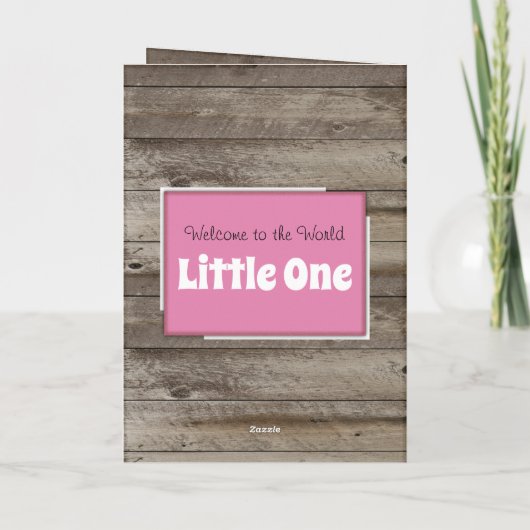 Nieuwe babyfelicitaties foto roesterig roze kaart (Achterkant)