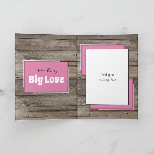 Nieuwe babyfelicitaties foto roesterig roze kaart (Binnen)