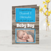 Nieuwe babyfelicitaties foto's roestblauw kaart (Gele Bloem)