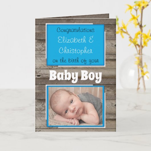 Nieuwe babyfelicitaties foto's roestblauw kaart (Gele Bloem)