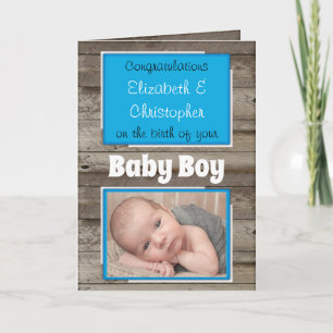 Nieuwe babyfelicitaties foto's roestblauw kaart