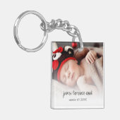 Nieuwe babyfoto Bekleding Keepomwille Birth kondig Sleutelhanger (Voorkant Links)