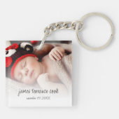 Nieuwe babyfoto Bekleding Keepomwille Birth kondig Sleutelhanger (Achterkant)