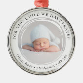 Nieuwe babyfoto Keepsake Eerste kerst Metalen Ornament (Voorkant)