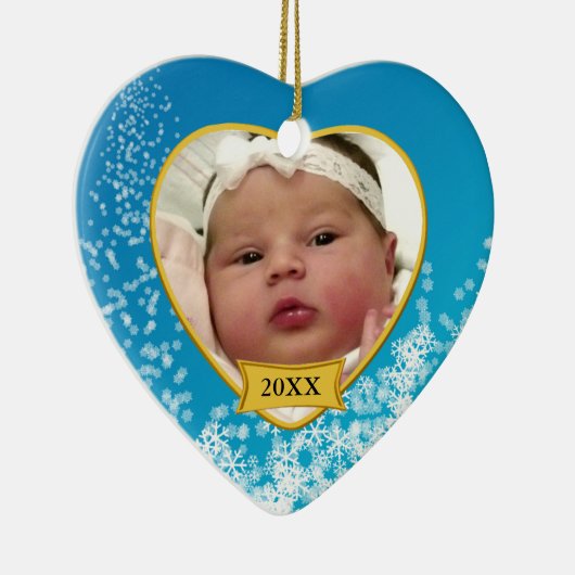 Nieuwe babyfoto Kerstmis Keramisch Ornament (Rechts)