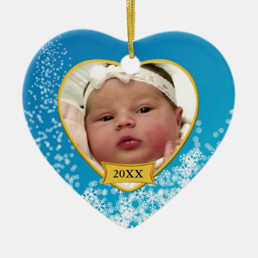 Nieuwe babyfoto Kerstmis Keramisch Ornament (Voorkant)