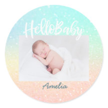 Nieuwe babyfoto Modern regenbooglitter