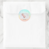 Nieuwe babyfoto Modern regenbooglitter Ronde Sticker (Tas)