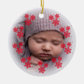 Nieuwe babyfoto rode snowflake keramische versieri keramisch ornament (Voorkant)