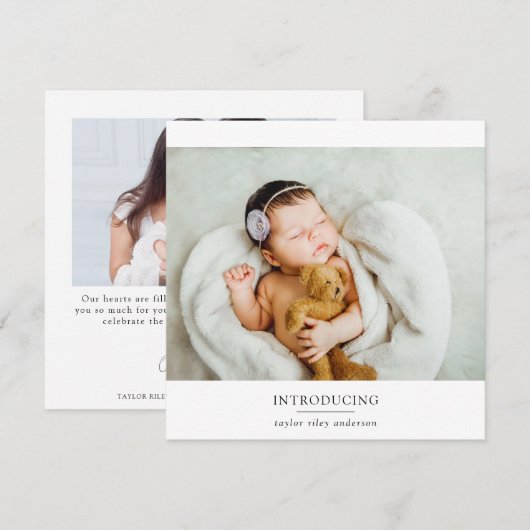 Nieuwe babyfoto van moderne geboorte bedankkaart (Voorkant / Achterkant)