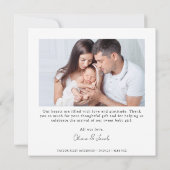 Nieuwe babyfoto van moderne geboorte bedankkaart (Achterkant)