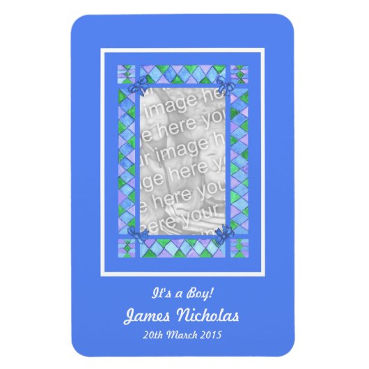 Nieuwe babyjongen aankondiging flexibele magneet (Verticaal)