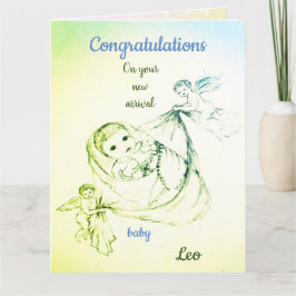 Nieuwe babyjongen Cherub-ontwerpgroet Kaart