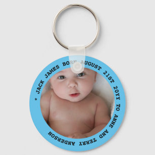NIEUWE BABYJONGEN FOTO FAVORS Tekst Cadeaus Onder  Sleutelhanger