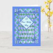 Nieuwe babyjongen gefeliciteerd - Cot Quilt Kaart (Gele Bloem)