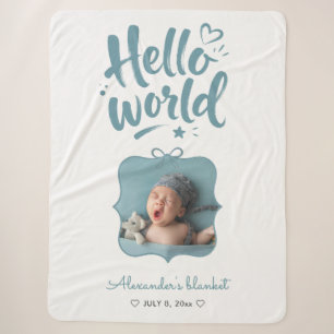 Nieuwe Babyjongen Schattige Foto Geboorte Handgete Sherpa Deken