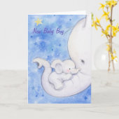 Nieuwe babyjongen, Schattigee olifantenmoeder met  Kaart (Gele Bloem)