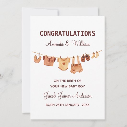 Nieuwe babykleding Gefeliciteerd op maat Kaart (Voorkant)