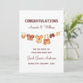 Nieuwe babykleding Gefeliciteerd op maat Kaart (Staand voorkant)