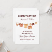 Nieuwe babykleding Gefeliciteerd op maat Kaart (Voorkant / Achterkant in situ)