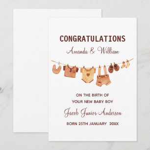 Nieuwe babykleding Gefeliciteerd op maat Kaart