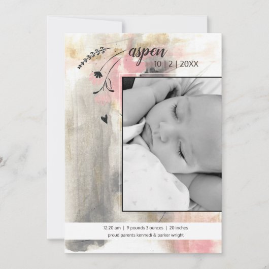 Nieuwe babymoderne fotostijl aankondiging (Voorkant)