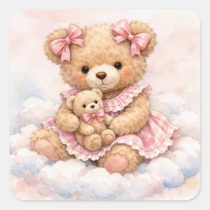 Nieuwe babyschoonheid Teddybeer Vierkante Sticker