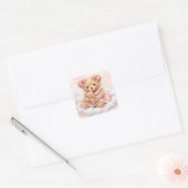 Nieuwe babyschoonheid Teddybeer Vierkante Sticker (Envelop)