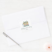 Nieuwe babyshower hoofdstuk - baby's eerste biblio vierkante sticker (Envelop)