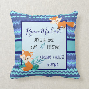 Nieuwe babystats Pillow Fox Blue Shower Kussen