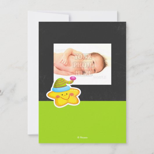 Nieuwe babyster en slapende Teddy Bear Aankondiging (Achterkant)