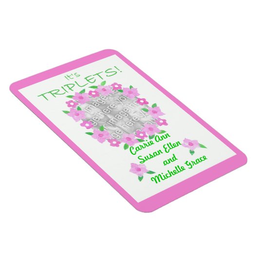 Nieuwe babytriplets Aankondiging Flexible Magnet Magneet (Rechterzijde)