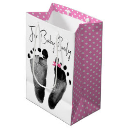 Nieuwe babyvoetafdrukken met Polka Dot Bow Medium Cadeauzakje
