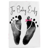 Nieuwe babyvoetafdrukken met Polka Dot Bow Medium Cadeauzakje (Voorkant)