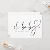 Nieuwe babyzwangerschapspreparaten Oh Baby shower Kaart (Voorkant / Achterkant in situ)