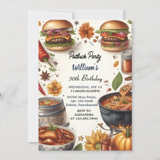 Nieuwe BBQ Taco Chef Soep Potluck Party 30e verjaa Kaart (Voorkant)