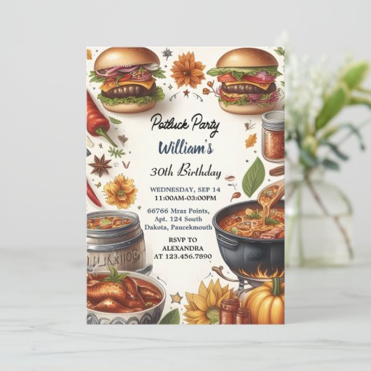 Nieuwe BBQ Taco Chef Soep Potluck Party 30e verjaa Kaart (Staand voorkant)