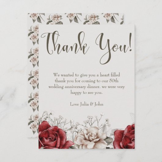 Nieuwe  bedankkaarten bedankkaart (Voorkant / Achterkant)