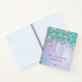 Nieuwe begin Aqua blauwe Drips-monogram groot Notitieboek (Binnen)