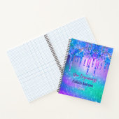 Nieuwe begin blauwe ombre druppels monogram groot notitieboek (Binnen)