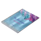 Nieuwe begin blauwe paarse druppels monogram notitieboek (Linkerzijde)