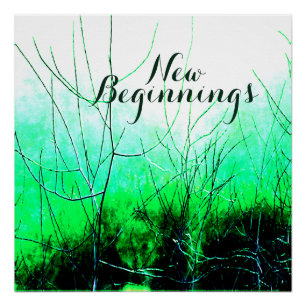 "Nieuwe Beginnen" in heldergroen bloemmotief Perfect Poster