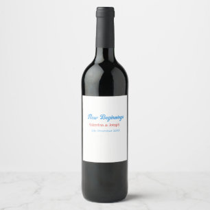 nieuwe beginnen koppel huwelijksnaam datum blauw r wijn etiket