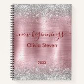 nieuwe beginnings blush zilver nep glitters groot notitieboek (Voorkant)
