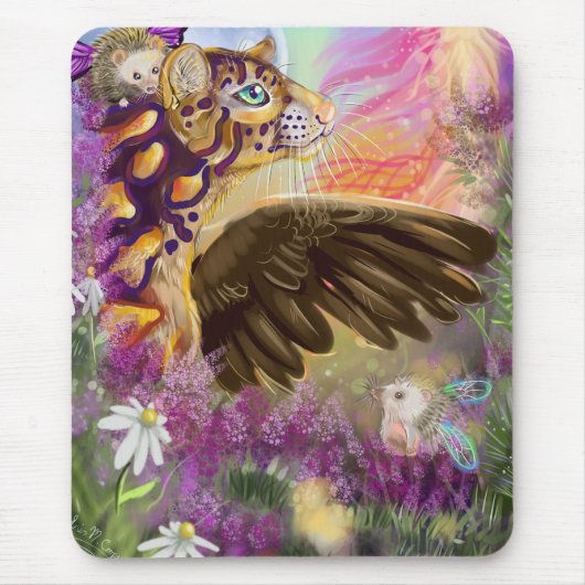 Nieuwe Beginnings Clouded Leopard Fantasy Art Muismat (Voorkant)