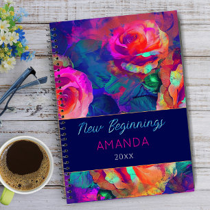 Nieuwe beginnings kleurrijke heldere bloemen groot notitieboek