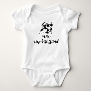 Nieuwe beste vriend Specialized Dog Name Baby Gift Romper