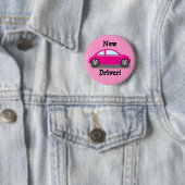 Nieuwe bestuurder roze autobutton ronde button 5,7 cm (In situ)